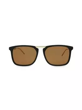 Квадратные солнцезащитные очки 56MM Gucci, цвет Black Brown
