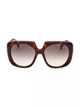 Квадратные солнцезащитные очки 56MM Max Mara, цвет Shiny Dark Havana