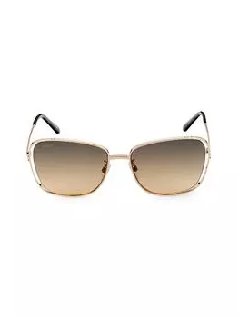 Квадратные солнцезащитные очки 57MM Bally, цвет Rose Gold