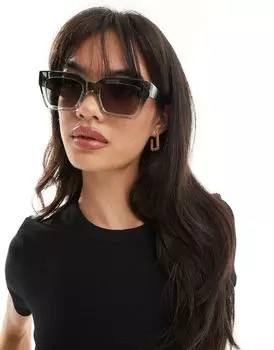 Квадратные солнцезащитные очки ASOS DESIGN кристально-зеленого цвета