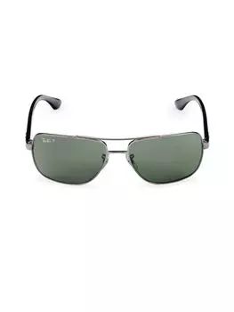 Квадратные солнцезащитные очки-авиаторы 60MM Ray-Ban, цвет Gunmetal