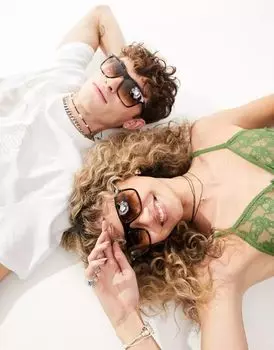 Квадратные солнцезащитные очки-бойфренды Ray-Ban черепаховой расцветки