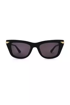 Квадратные солнцезащитные очки Bottega Veneta, black, gold & grey