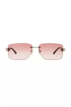 Квадратные солнцезащитные очки Bottega Veneta, silver & red