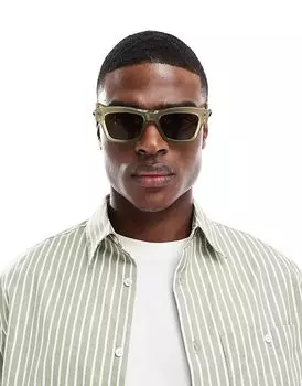 Квадратные солнцезащитные очки цвета хаки ASOS DESIGN