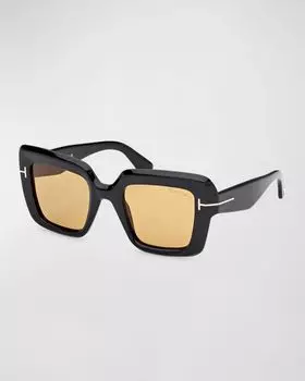 Квадратные солнцезащитные очки Esme из ацетата TOM FORD, цвет Sblk/Brn
