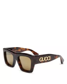 Квадратные солнцезащитные очки Gucci, 52 мм, коричневый