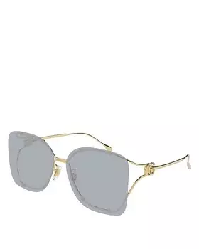 Квадратные солнцезащитные очки Gucci Flat & Bend, 60 мм, золотой