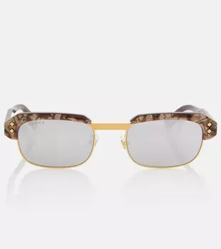 Квадратные солнцезащитные очки Gucci, коричневый
