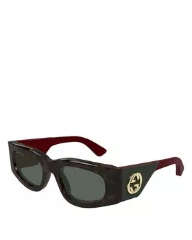 Квадратные солнцезащитные очки Gucci Oblique, 51 мм, коричневый