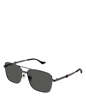 Квадратные солнцезащитные очки Gucci Running Web, 58 мм, серый