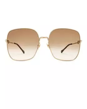 Квадратные солнцезащитные очки Horsebit Gucci, цвет Shiny Endura Gold & Brown Gradient