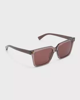 Квадратные солнцезащитные очки из ацетата Bottega Veneta, цвет Shiny Transparent Taupe Brown