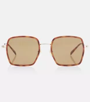 Квадратные солнцезащитные очки Logo Gucci, Havana-Gold-Green