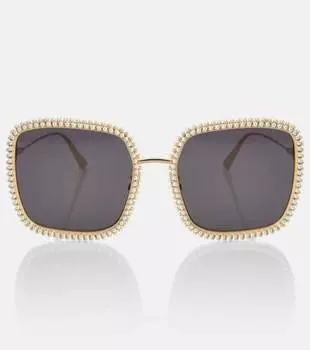 Квадратные солнцезащитные очки missdior s2u с украшением Dior Eyewear, золото