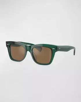 Квадратные солнцезащитные очки Ms. Oliver из ацетата Oliver Peoples, цвет Teal