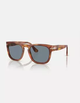 Квадратные солнцезащитные очки Persol Elio с синими линзами коричневого цвета охры