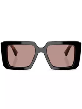 Квадратные солнцезащитные очки с эффектом черепаховой кожи Prada Eyewear, черный