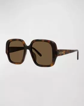 Квадратные солнцезащитные очки с логотипом из ацетата Loewe, цвет Dhav/Brn
