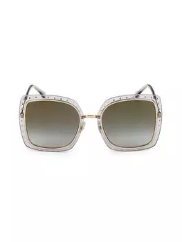 Квадратные солнцезащитные очки со стразами 56MM Jimmy Choo, цвет Grey Gold
