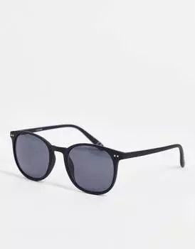 Квадратные солнцезащитные очки в стиле ретро ASOS DESIGN из матового черного пластика с дымчатыми линзами - BLACK