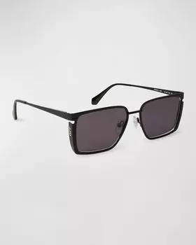 Квадратные солнцезащитные очки Yoder из металла и ацетата Off-White, цвет Black Dark Grey