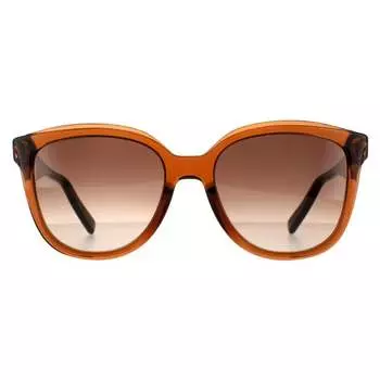 Квадратные женские солнцезащитные очки с кристаллами и градиентом Salvatore Ferragamo, коричневый