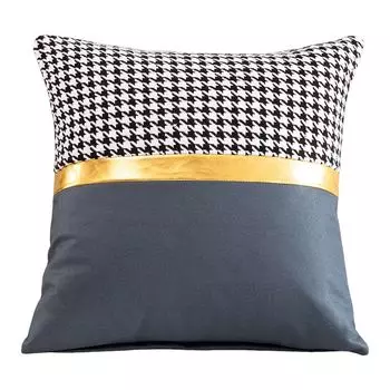 Квадратный чехол для подушки с рисунком «гусиные лапки», однотонный чехол с золотой лентой, утолщенный чехол для дивана-кровати, домашний темно-серый Stuttg