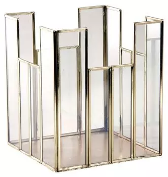Квадратный фонарь из латуни и стекла 19х19 см. Aubry Gaspard, золото