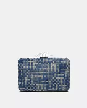 Квадратный хлопковый клатч синего цвета в клетку Abbacino, синий