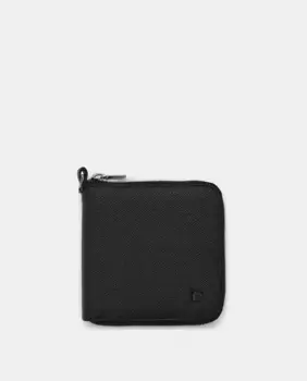 Квадратный мужской кошелек из воловьей кожи черного цвета Lottusse