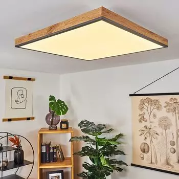 Квадратный потолочный светильник »Vacil« из металла и МДФ, черный/белый/под дерево hofstein