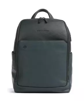 Квадратный рюкзак 14 из мелкозернистой яловой кожи Piquadro, зеленый