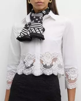 Квадратный шарф из шелкового твила с монограммой в горошек DG Dolce&Gabbana, цвет Black Pattern