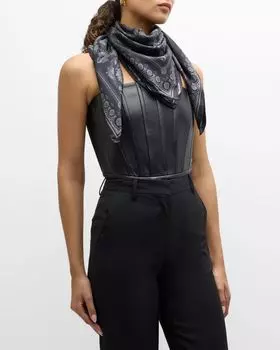 Квадратный шарф из шелкового твила с принтом Baroque Versace, цвет Inkjet Baroque