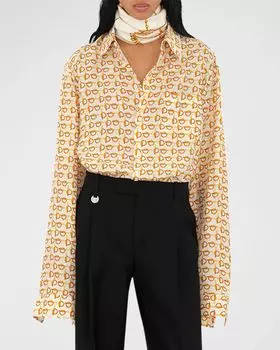 Квадратный шарф из шелкового твила в клетку с цепочкой Burberry, цвет Gold