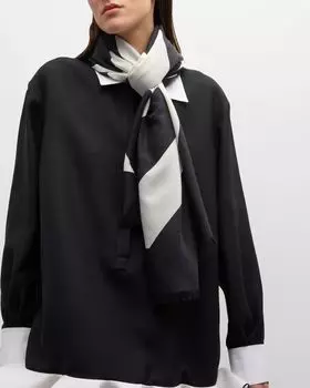 Квадратный шарф из шерсти и шелка с шевроном Valentino Garavani, цвет 0An Avorio Nero