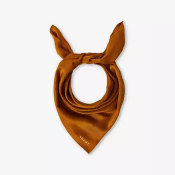 Квадратный шелковый шарф с вышитым логотипом Soeur, оранжевый