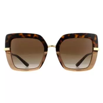 Квадратный топ Havana на прозрачных коричнево-коричневых солнцезащитных очках с градиентом Dolce & Gabbana, коричневый