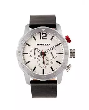 Кварцевые часы Manuel с хронографом, серебряные часы из натуральной кожи, 46 мм Breed