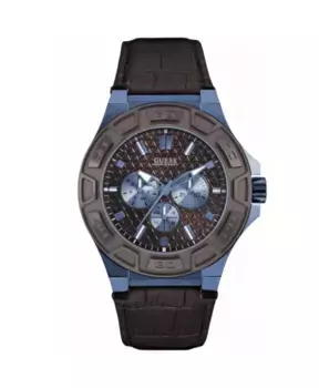 Кварцевые часы с кожаным ремешком Guess, синий