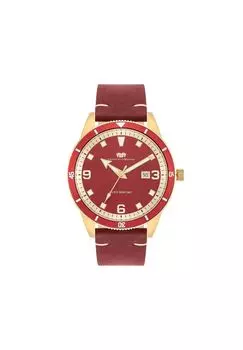 Кварцевые часы Vintage II из натуральной кожи красного цвета RHODENWALD & SHNE, красный