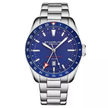 Кварцевые дайверские часы Voyager GMT GMT с браслетом из нержавеющей стали STHRLING Original, синий
