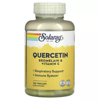 Кверцетин, бромелайн и витамин С, Quercetin, Bromelain & Vitamin C, 120 растительных капсул, Solaray