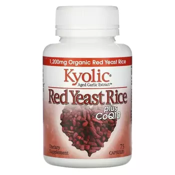 Kyolic Aged Garlic Extract красный ферментированный рис и CoQ10, 75 капсул