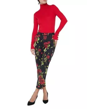 L'AGENCE Свитер с высоким воротником и цветочным принтом, красный