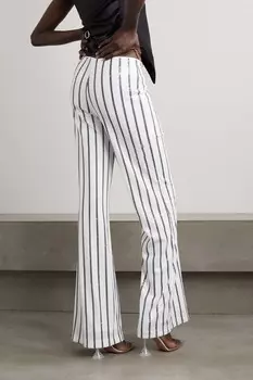 L'AGENCE Узкие брюки из крепа в сапфировую полоску с пайетками, белый