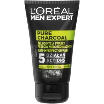 L'Oral Paris Men Expert Pure Charcoal гель для умывания защитный от несовершенств для мужчин, 100 мл