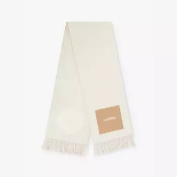 L'Echarpe carre шерстяной шарф с кисточками Jacquemus, бежевый