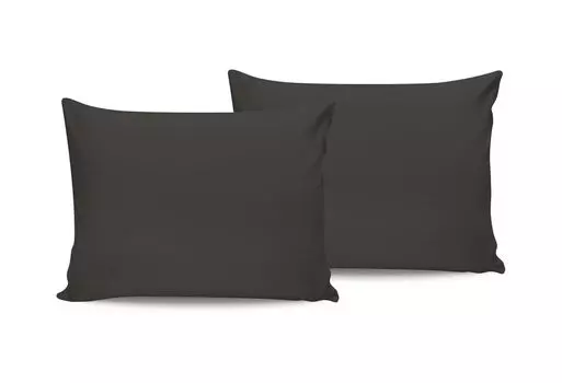L'Essentiel Linge de Maison, Anthracite, комплект чехлов (2 шт.) (EU) (IT), антрацит, 100 % ХЛОПОК RANFORCE, 50 x 80 см